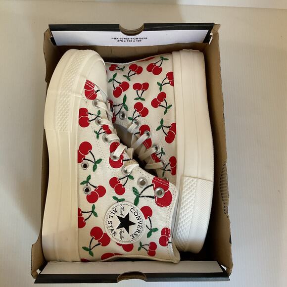 Converse Cherry Print Sneakers All Star Lift Platform Women’s 6.5 (37 EU) Trendy - Picture 9 of 11